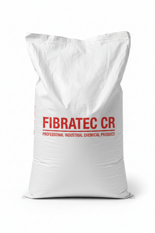 Sacco da 20 kg di FIBRATEC-CR, additivo compensatore di ritiro per calcestruzzo in polvere beige-grigia