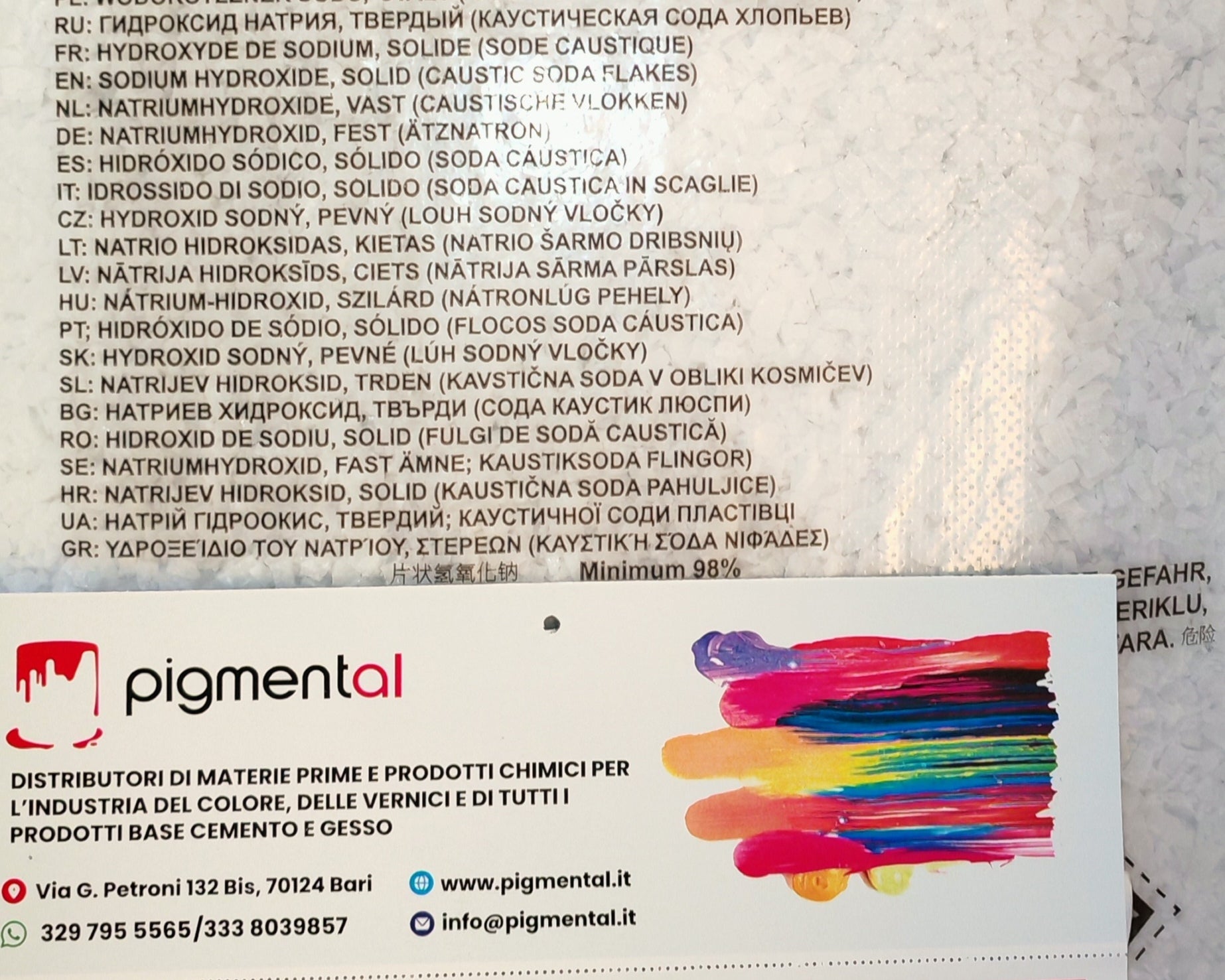Soda Caustica in scaglie (idrossido di sodio) - Pigment Al sas